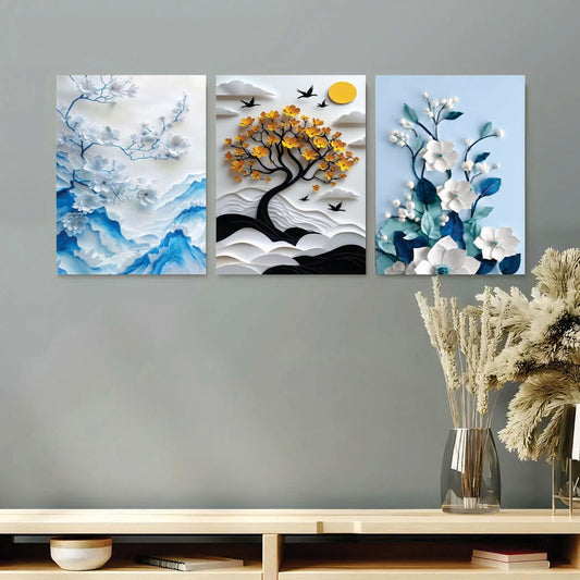 Set Of 3 Premium Wall Art Photo Tiles – Modern Home Decor Sets 8 X 11